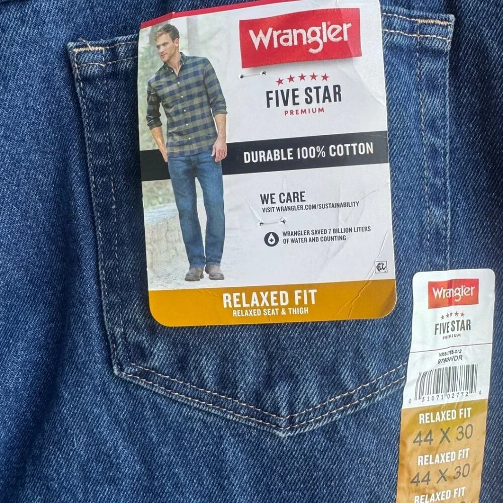 Wrangler Relaxed Fit 100% Cotton Blue Denim Jeans Women's Size 44 X 30